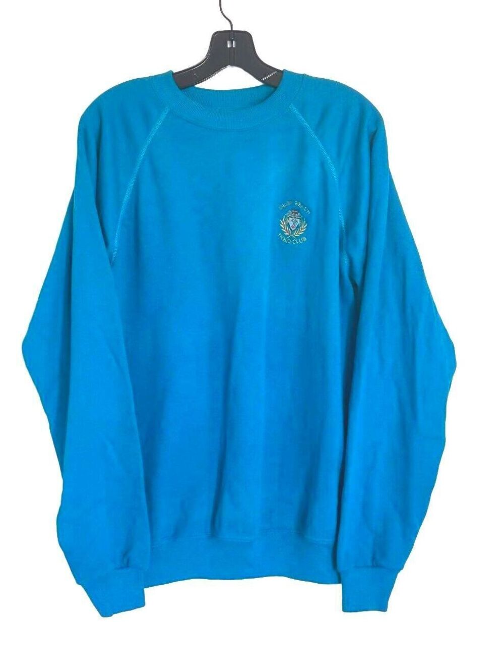 Vintage Hanes Miami Beach Polo Club Sweatshirt Turquoise USA Made - L 42-44